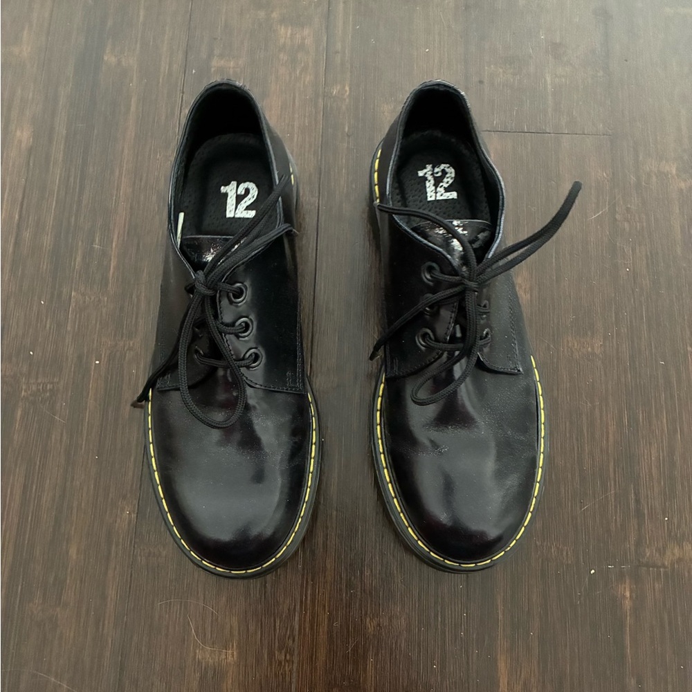 TSD12 Black Women's Lace-Up Loafers, Sz 37